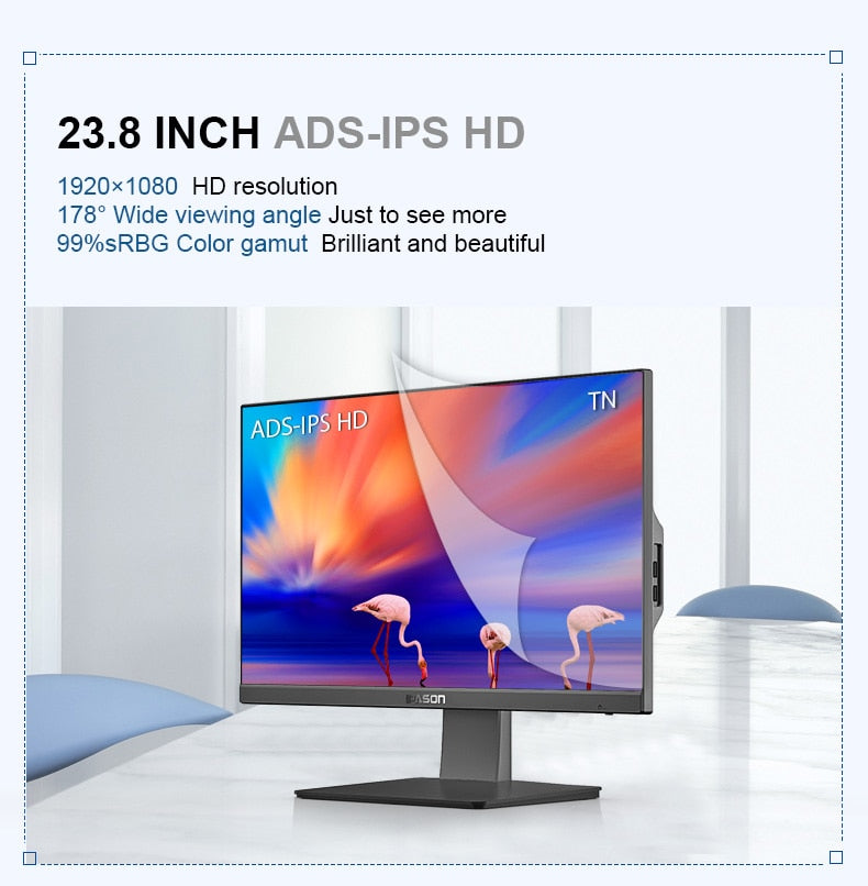 IPASON all in one computer 23.8 inch office desktop /9th Gen i5-9400 8G RAM