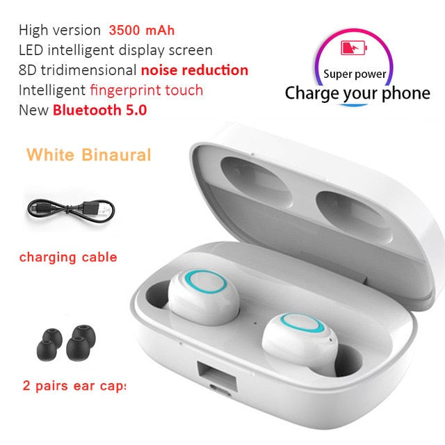 3500mAh LED Bluetooth Wireless Earphones Headphones Earbuds TWS Touch Control