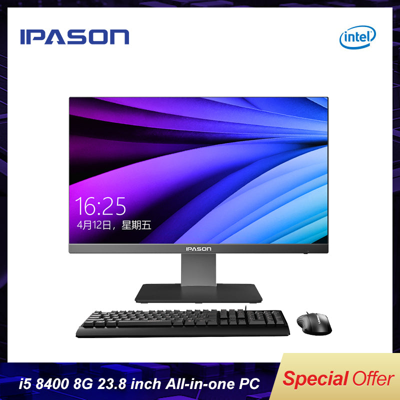 IPASON all in one computer 23.8 inch office desktop /9th Gen i5-9400 8G RAM